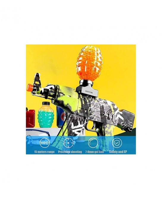 Electric Gel Blaster AKM-47 Eco-Friendly Splatter Ball Blaster Automatic with 3000+ Water Beads and Goggles for Outdoor Activ...