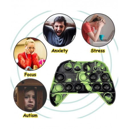 Push Pop Fidget Toy Game Controller Handle Gamepad Shape Tie-dye Popper Sensory Bubble Fidget Toy Silicone Popper Squeeze Toy...