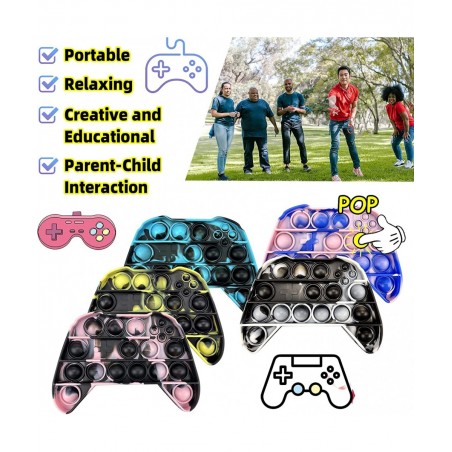 Push Pop Fidget Toy Game Controller Handle Gamepad Shape Tie-dye Popper Sensory Bubble Fidget Toy Silicone Popper Squeeze Toy...