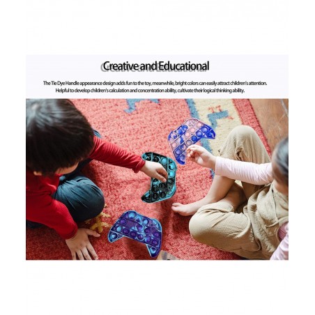 Push Pop Fidget Toy Game Controller Handle Gamepad Shape Tie-dye Popper Sensory Bubble Fidget Toy Silicone Popper Squeeze Toy...