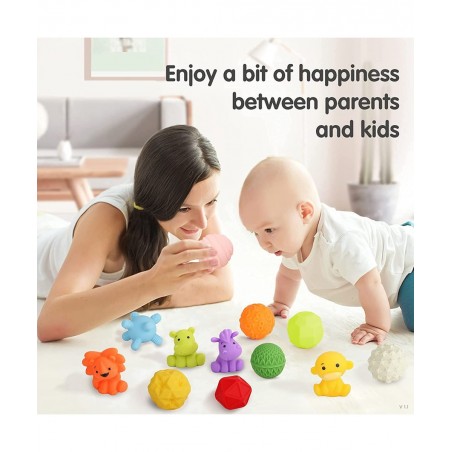 Baby Toys 0-6 to 12 Months Toddler Bath Toys Age 1-4 Sensory Toys Stacking Blocks Textured Multi Ball Set Infant Learning Mon...