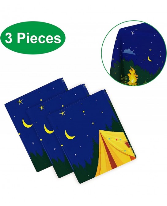 3pcs Camping Party Tablecloth for Kids Birthday Decorations Camping Adventure Backdrop Party Supplies Disposable Table Covers...