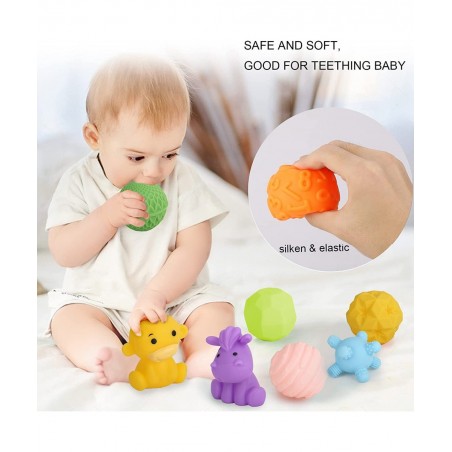 Baby Toys 0-6 to 12 Months Toddler Bath Toys Age 1-4 Sensory Toys Stacking Blocks Textured Multi Ball Set Infant Learning Mon...