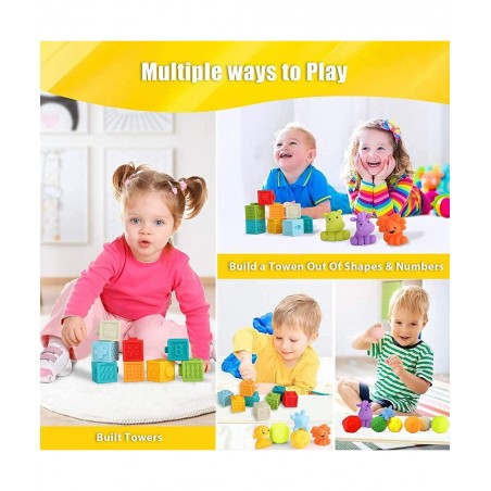 Baby Toys 0-6 to 12 Months Toddler Bath Toys Age 1-4 Sensory Toys Stacking Blocks Textured Multi Ball Set Infant Learning Mon...