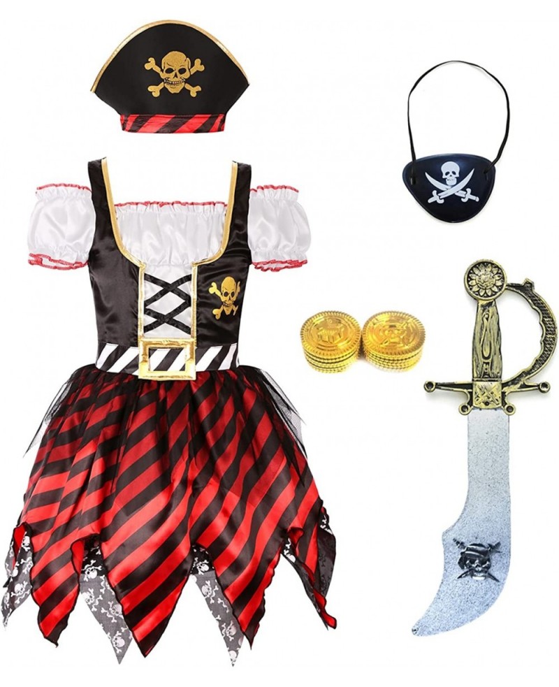 Girl Pirate Princess Costume Halloween Party Dress Up with Toys $34.61 Kids' Costumes