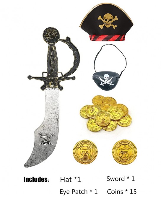 Girl Pirate Princess Costume Halloween Party Dress Up with Toys $34.61 Kids' Costumes