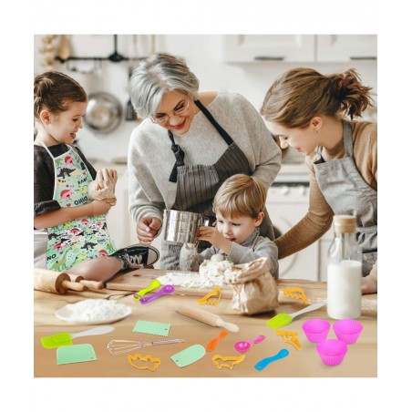 Kids Baking Set with Dinosaur Apron Chef Dress Up Kitchen Role Play Toys for Little Boys Girls 3-8 Years Old (Dinosaur Baking...