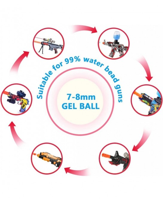 Gel Splatter Ball Blaster Ammo(7-8 mm 9 Pack 10000 Pieces Per Pack) Non Toxic Water Gel Splater Ball Bullets Compatible for O...