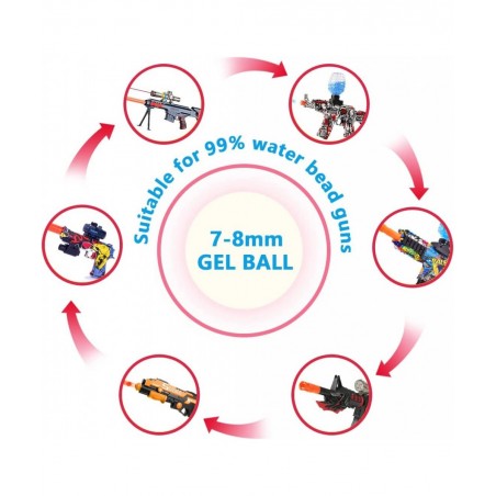 Gel Splatter Ball Blaster Ammo(7-8 mm 9 Pack 10000 Pieces Per Pack) Non Toxic Water Gel Splater Ball Bullets Compatible for O...