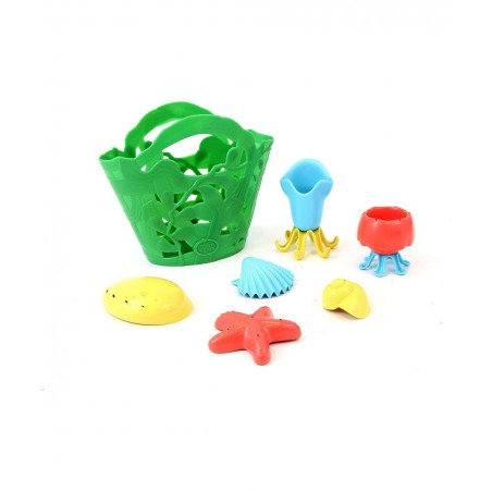 Tide Pool Bath Set - 7 Piece Pretend Play Motor Skills Kids Bath Toy Floating Pouring Shells with Storage Bag. No BPA phthala...