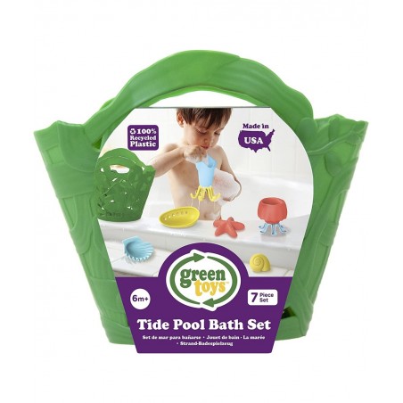 Tide Pool Bath Set - 7 Piece Pretend Play Motor Skills Kids Bath Toy Floating Pouring Shells with Storage Bag. No BPA phthala...