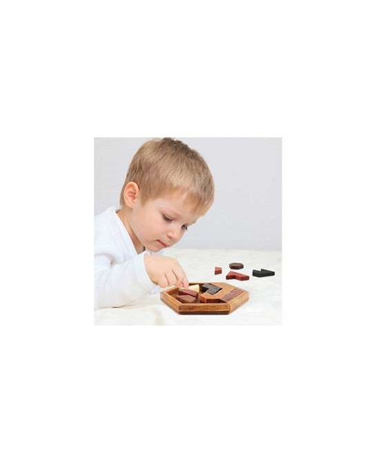 Hexagon Tangram Puzzle Wooden Puzzle for Children and Adults Challenging Puzzles Wooden Brain Teasers Puzzle for Adults Puzzl...