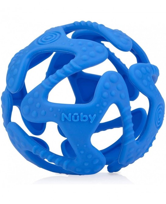 100% Silicone Tuggy Teether Ball (Blue/Red) - 2 Pack $22.84 Baby Teether Toys