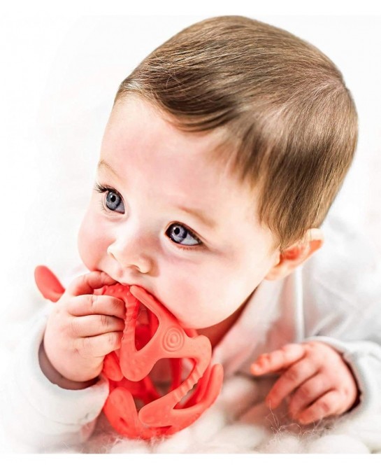 100% Silicone Tuggy Teether Ball (Blue/Red) - 2 Pack $22.84 Baby Teether Toys