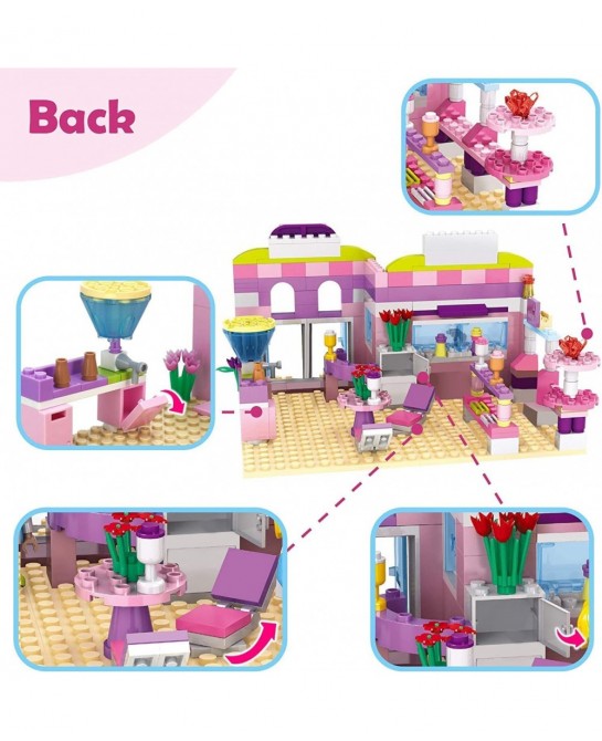 Dream Girls Friends Ice Cream Shop Building Set with 3 Mini People - Pink Seaside Beach Dessert Shop Building Bricks Set for ...