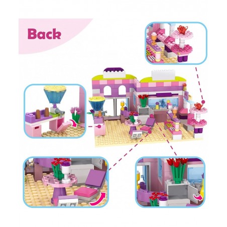 Dream Girls Friends Ice Cream Shop Building Set with 3 Mini People - Pink Seaside Beach Dessert Shop Building Bricks Set for ...