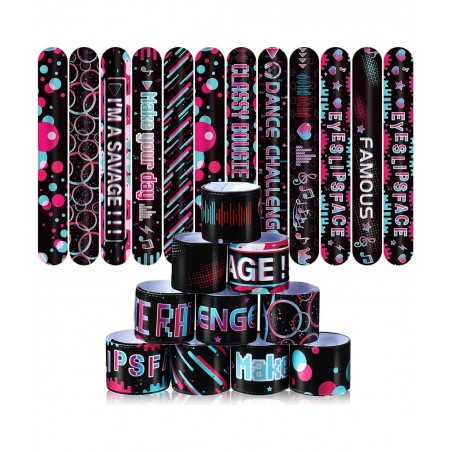 40 Pcs Music Party Favors Slap Bracelet for Kids Music Outer Space Theme Party Decorations Music Dance Wristbands Space Slap ...