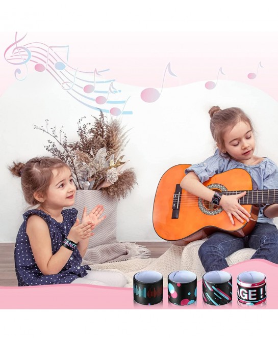 40 Pcs Music Party Favors Slap Bracelet for Kids Music Outer Space Theme Party Decorations Music Dance Wristbands Space Slap ...