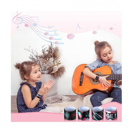 40 Pcs Music Party Favors Slap Bracelet for Kids Music Outer Space Theme Party Decorations Music Dance Wristbands Space Slap ...
