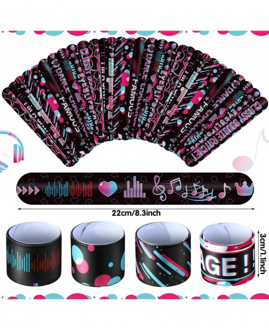 40 Pcs Music Party Favors Slap Bracelet for Kids Music Outer Space Theme Party Decorations Music Dance Wristbands Space Slap ...