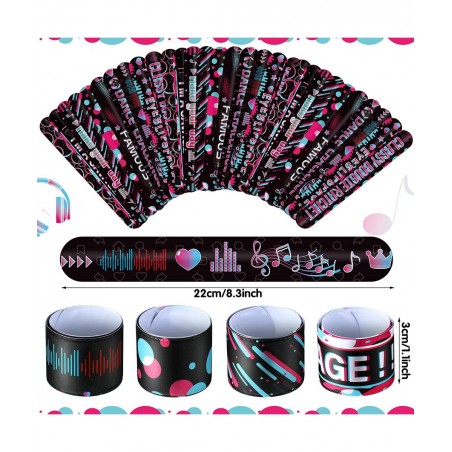 40 Pcs Music Party Favors Slap Bracelet for Kids Music Outer Space Theme Party Decorations Music Dance Wristbands Space Slap ...