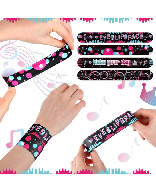40 Pcs Music Party Favors Slap Bracelet for Kids Music Outer Space Theme Party Decorations Music Dance Wristbands Space Slap ...