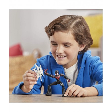 Marvel Bend and Flex Miles Morales Action Figure Toy 6-Inch Flexible Figure Includes Web Accessory for Kids Ages 4 and Up Bla...