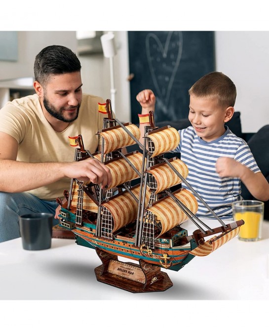 LED The Spanish Armada Ship 3D Puzzles Vintage Modern Style Sailing Ship Model Kits DIY Assemble Toy Model Kit Desk Decor Sai...