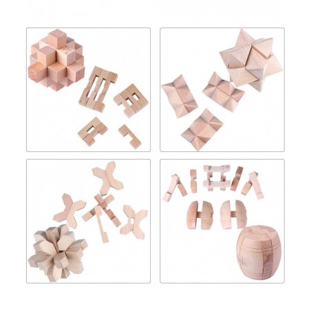 Brain Teaser Puzzles 3D Unlock Interlock Assorted Wooden and Metal Puzzles IQ Logic Puzzle for Adults and Kids Jigsaw Mind Pu...
