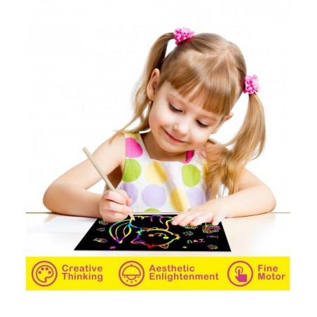 Scratch Paper Art Gifts: Rainbow Scratch Off Art-Craft Supplies Kits Pad for 3 4 5 6 7 8 Year Old Boys Girls Toys for Birthda...