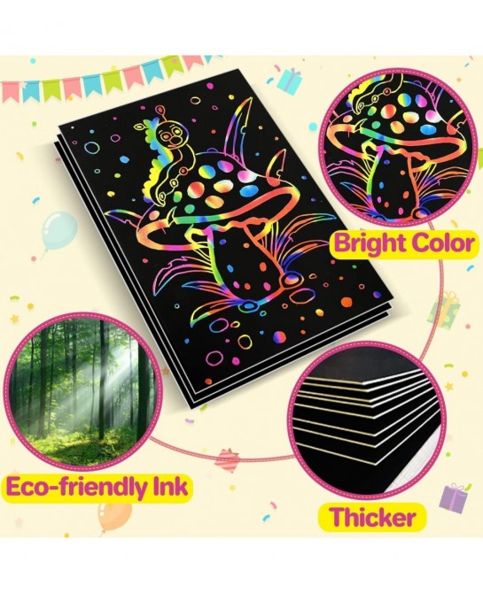 Scratch Paper Art Gifts: Rainbow Scratch Off Art-Craft Supplies Kits Pad for 3 4 5 6 7 8 Year Old Boys Girls Toys for Birthda...