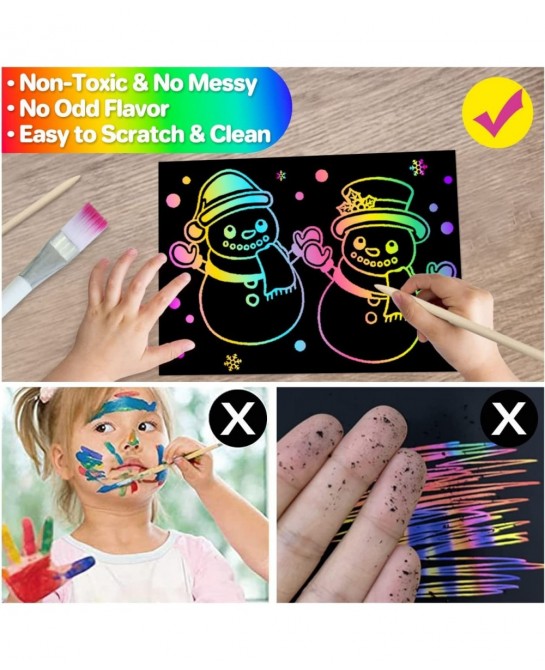 Scratch Paper Art Gifts: Rainbow Scratch Off Art-Craft Supplies Kits Pad for 3 4 5 6 7 8 Year Old Boys Girls Toys for Birthda...