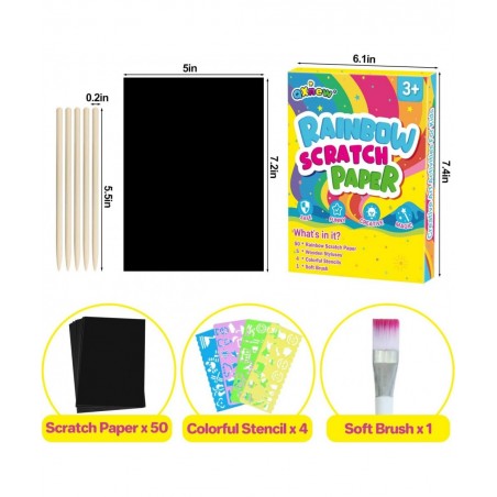 Scratch Paper Art Gifts: Rainbow Scratch Off Art-Craft Supplies Kits Pad for 3 4 5 6 7 8 Year Old Boys Girls Toys for Birthda...