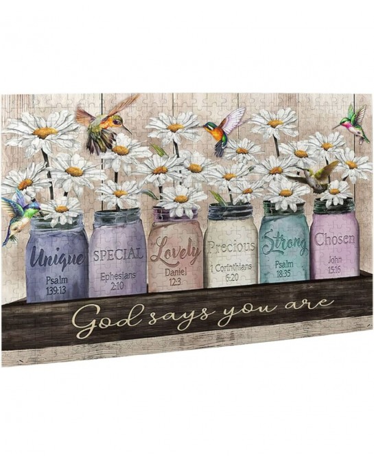 God Inspirational Jigsaw Puzzles Daisy Flower Motivational Jigsaw Puzzles for Adult and Teenagers Leisure Game Fun Toy Suitab...