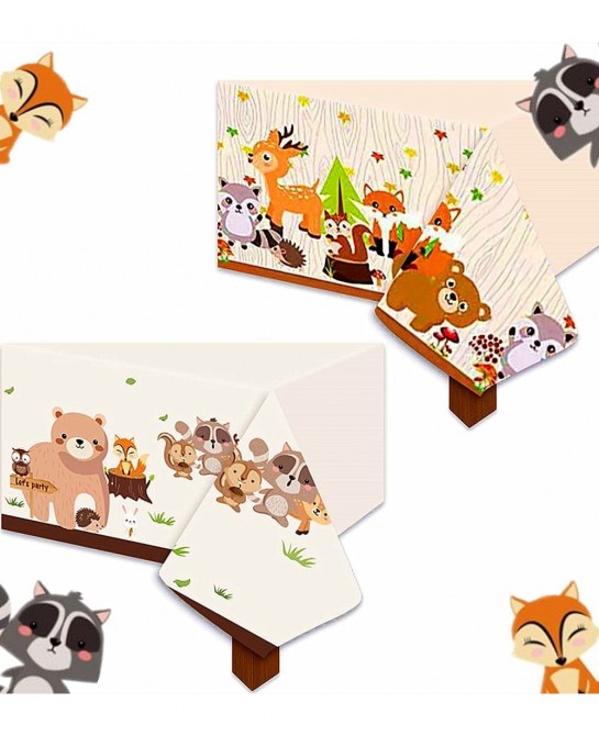 Woodland Party Supplies Woodland Party Tablecloth Woodland Animals Plastic Tablecloth Woodland Table Covers Woodland Animals ...