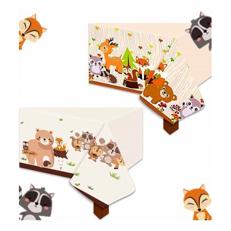 Woodland Party Supplies Woodland Party Tablecloth Woodland Animals Plastic Tablecloth Woodland Table Covers Woodland Animals ...