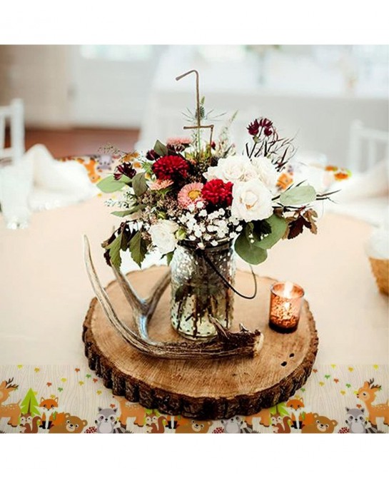 Woodland Party Supplies Woodland Party Tablecloth Woodland Animals Plastic Tablecloth Woodland Table Covers Woodland Animals ...