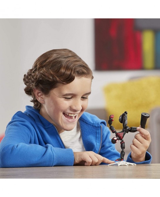 Marvel Bend and Flex Miles Morales Action Figure Toy 6-Inch Flexible Figure Includes Web Accessory for Kids Ages 4 and Up Bla...