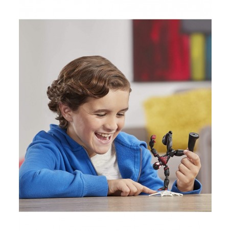 Marvel Bend and Flex Miles Morales Action Figure Toy 6-Inch Flexible Figure Includes Web Accessory for Kids Ages 4 and Up Bla...