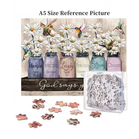 God Inspirational Jigsaw Puzzles Daisy Flower Motivational Jigsaw Puzzles for Adult and Teenagers Leisure Game Fun Toy Suitab...