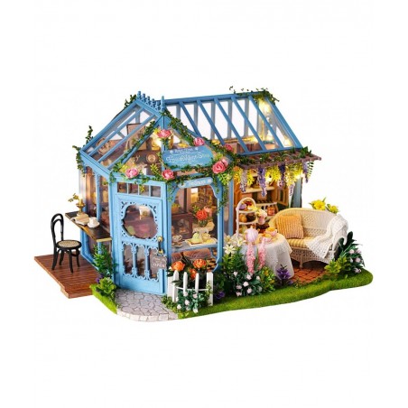 Dollhouse Miniature DIY House Kit Creative Room with Furniture for Romantic Artwork Gift-Rose Garden Tea House $69.63 Dollhouses