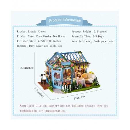 Dollhouse Miniature DIY House Kit Creative Room with Furniture for Romantic Artwork Gift-Rose Garden Tea House $69.63 Dollhouses