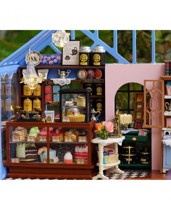 Dollhouse Miniature DIY House Kit Creative Room with Furniture for Romantic Artwork Gift-Rose Garden Tea House $69.63 Dollhouses