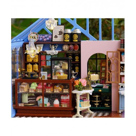 Dollhouse Miniature DIY House Kit Creative Room with Furniture for Romantic Artwork Gift-Rose Garden Tea House $69.63 Dollhouses