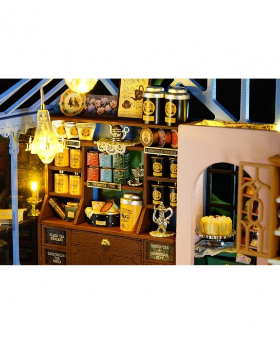 Dollhouse Miniature DIY House Kit Creative Room with Furniture for Romantic Artwork Gift-Rose Garden Tea House $69.63 Dollhouses