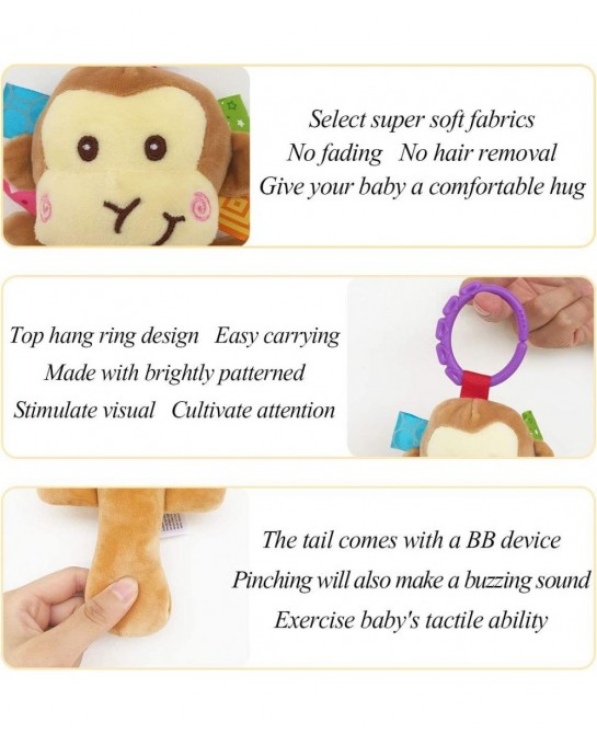 Cartoon Stuffed Animal Baby Soft Plush Hand Rattle Toys Infant Dolls - Giraffe and Monkey $17.66 Baby Rattles & Plush Rings