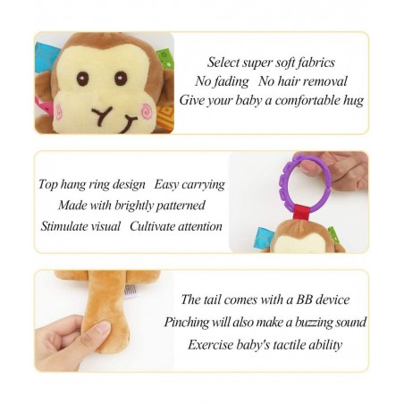 Cartoon Stuffed Animal Baby Soft Plush Hand Rattle Toys Infant Dolls - Giraffe and Monkey $17.66 Baby Rattles & Plush Rings