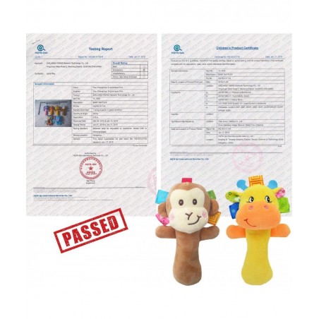 Cartoon Stuffed Animal Baby Soft Plush Hand Rattle Toys Infant Dolls - Giraffe and Monkey $17.66 Baby Rattles & Plush Rings