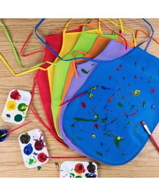 Children's Artists Fabric Aprons Non-Mess - Kitchen Classroom Community Event Crafts & Art Painting Activity. Safe Clean 12 P...