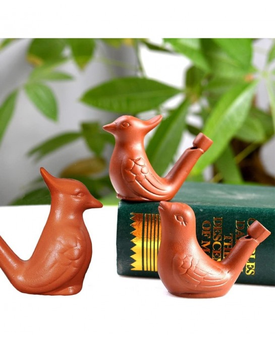 2Pcs Bird Water Whistles Funny Ceramic Water Whistles Warbler Bird Whistles Noise Makers Purple Clay Pottery Waterfowl Whistl...